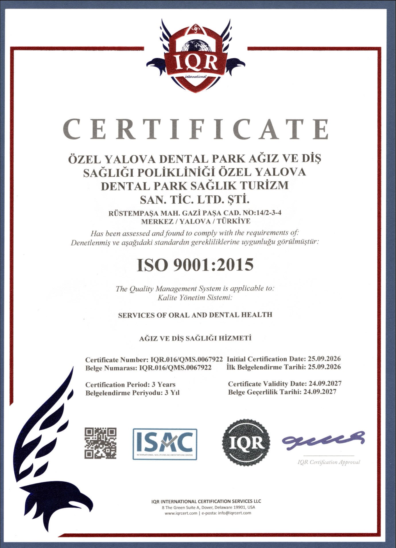 ISO 9001:2015 Sertifikası